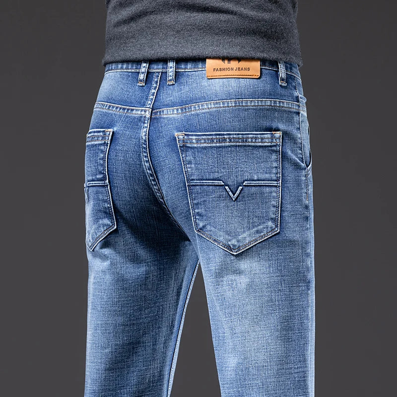 Herbst Winter Neue Business herren Jeans Klassische Mode Stretch Gewaschen Casual Denim Hosen Bequeme Gerade Männliche hosen.