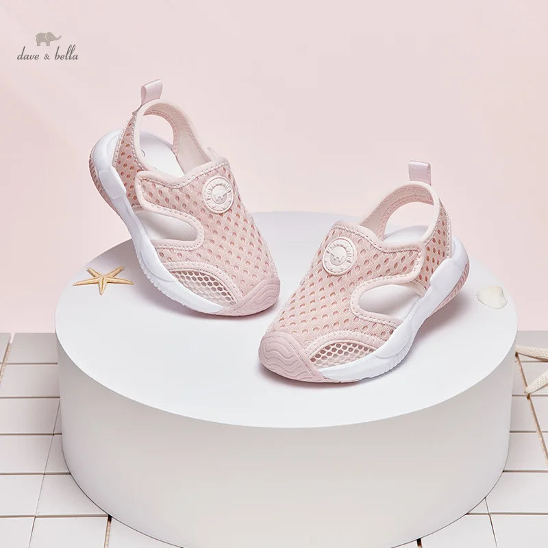 Dave Bella 2025 Boys Girls Summer Mesh Breathable Pre Walker Non-Skid Baby Shoes Kids lightweight Sandals Shoes DB2235177-A.
