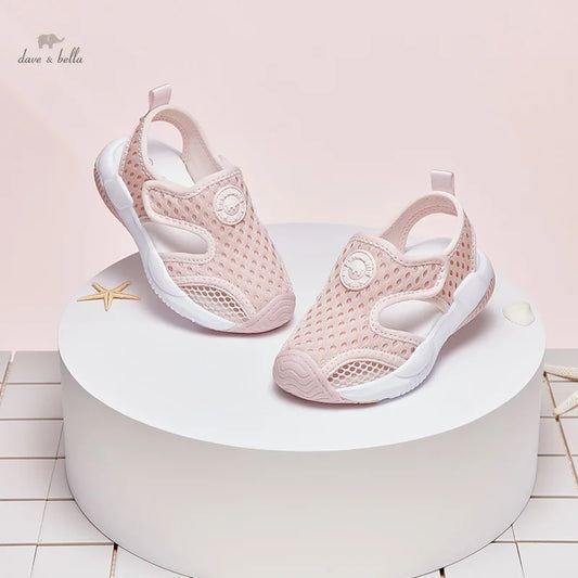 Dave Bella 2025 Boys Girls Summer Mesh Breathable Pre Walker Non-Skid Baby Shoes Kids lightweight Sandals Shoes DB2235177-A.