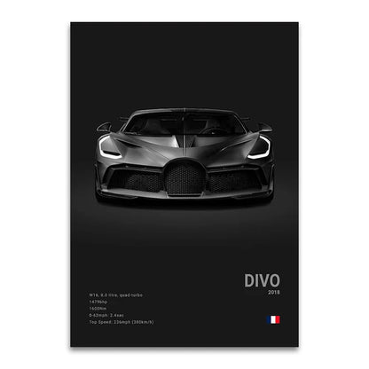 CHIRON EB110 Canvas Wall Art Print Poster DIVO Sports Car Decoration Painting Modern Home Decoration Painting Car Lover Gift