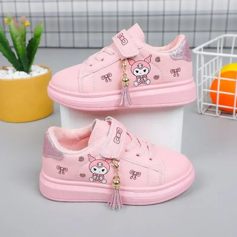 2025 Children's Little White Shoes Girls' Student Flat Bottom Casual Sports Shoes Low Top Spring Korean Plate Shoes