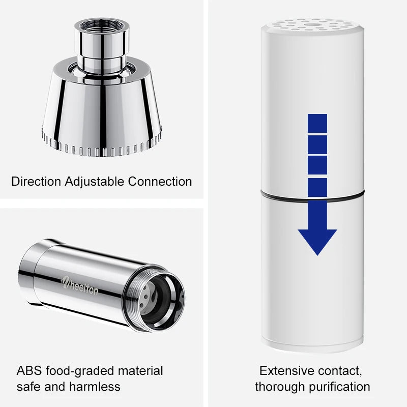 Wheelton SPA Bathing Remove Chlorine Water Filter Purifier Shower Filtration Soft Water Attach Extra 3 Cartridges.