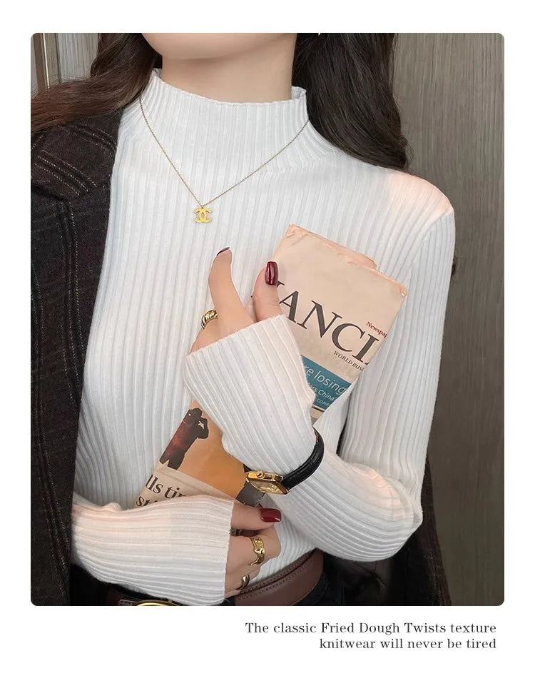 Women Long Sleeve Casual Turtleneck Warm Basic Sweater Chic Autumn Winter 2025 Pullovers Knit Jumpers Solid Color Slim Tops