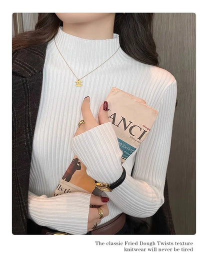 Women Long Sleeve Casual Turtleneck Warm Basic Sweater Chic Autumn Winter 2025 Pullovers Knit Jumpers Solid Color Slim Tops