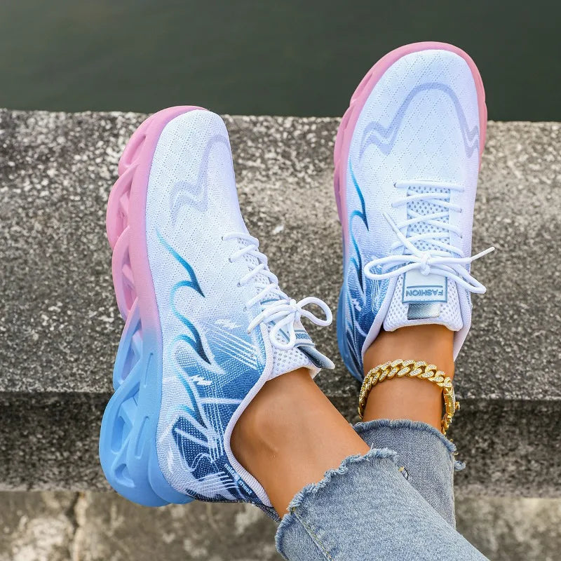 Women's Sneakers 2025 New Fashion Breathable Trainers Comfortable Sneakers Women Mesh Fabric Lace Up Female Footwear Women Shoes.