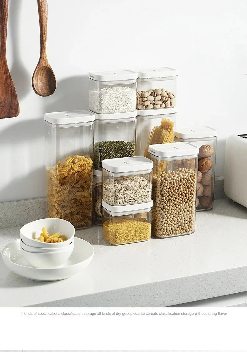 Clear Food Grade Plastic Storage Jar Airtight Seal for Kitchen Snacks Cereals Beans Kitchen Storage Organizer Kitchen Storage.