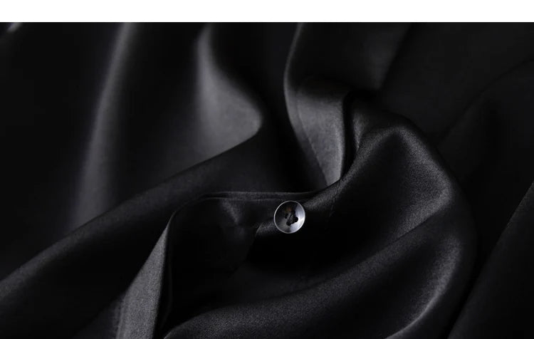 Tajiyane Damen-Langarmshirt aus 93 % Maulbeerseide, 7 % Elasthan, 19 Momme, Satin-Seidenknöpfe, Oberteil, Bluse, Büroarbeit, Chemise Femme