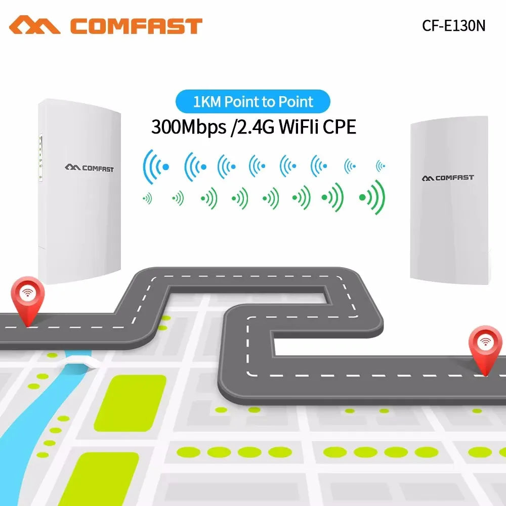 COMFAST 300Mbps Outdoor CPE Bridge Access Point 2.4Ghz 1Km-5km Long Range Extender WiFi Repeater Router AP Wi-Fi Bridge p to p.