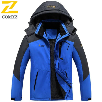 Winter Men's Parka Outdoor Lining Fleece-lined Thickened Windproof Warm Mountaineering Hooded Jacket Cold-resistant Ski Suit 6XL.