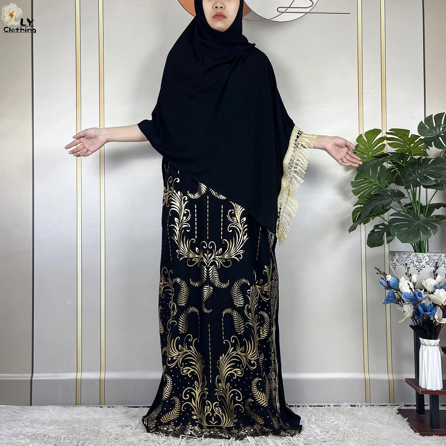 Neue Sommer Abaya für Frauen lässig Kurzarm weiches Baumwoll kleid Dubai Kaftan lose Dame Maxi Islam afrikanisches Kleid mit großem Schal.
