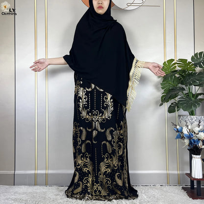 Neue Sommer Abaya für Frauen lässig Kurzarm weiches Baumwoll kleid Dubai Kaftan lose Dame Maxi Islam afrikanisches Kleid mit großem Schal.