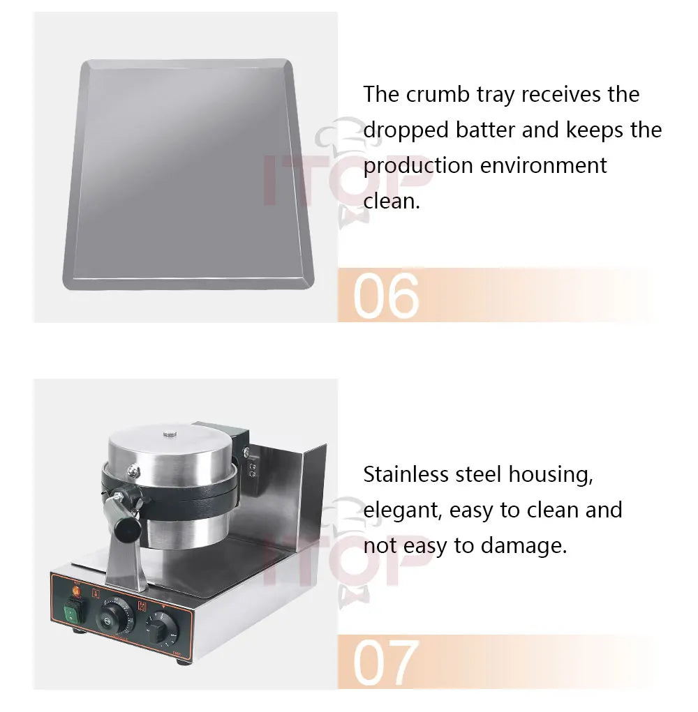 ITOP Gelato Panini Press Machine Commercial Ice Cream Waffle Maker Krapfen Bread Hamburger Filling Machine 10cm 1200W 110V 220V.