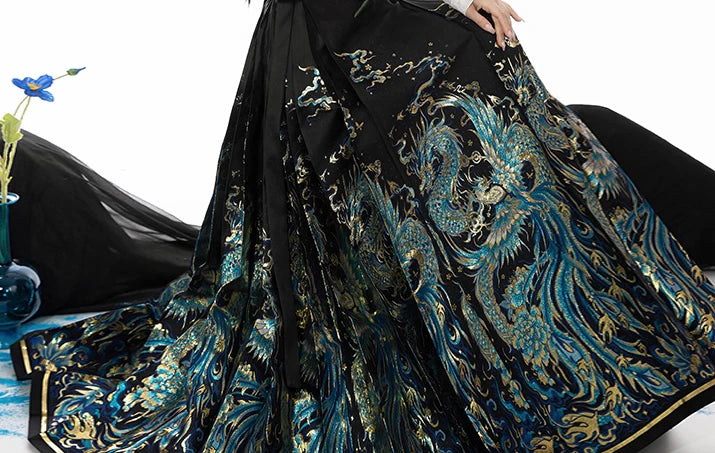 Original Dragon Phoenix Woven Gold Skirt Ma Mian Skirt Han Fu Makeup Hua Ming Ma Mian Skirt Women's Spring 2024 Chinese HANFU