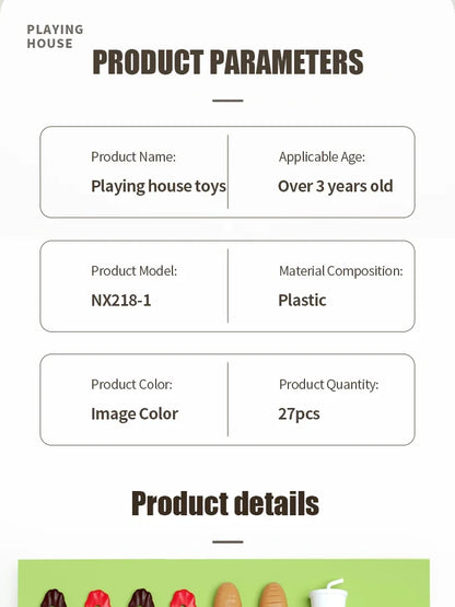 9 PCS Set Detachable Plastic Snack Hamburger Pretend Toy Kids Kitchen Play House Food Toy.