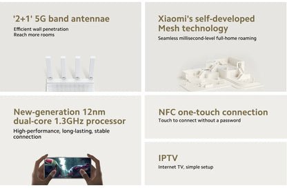 Xiaomi Router AX3000T 2.4G 5G Mesh Technology WiFi 6 Efficient Wall Penetration Children Online Protection WiFi Router Repeater.