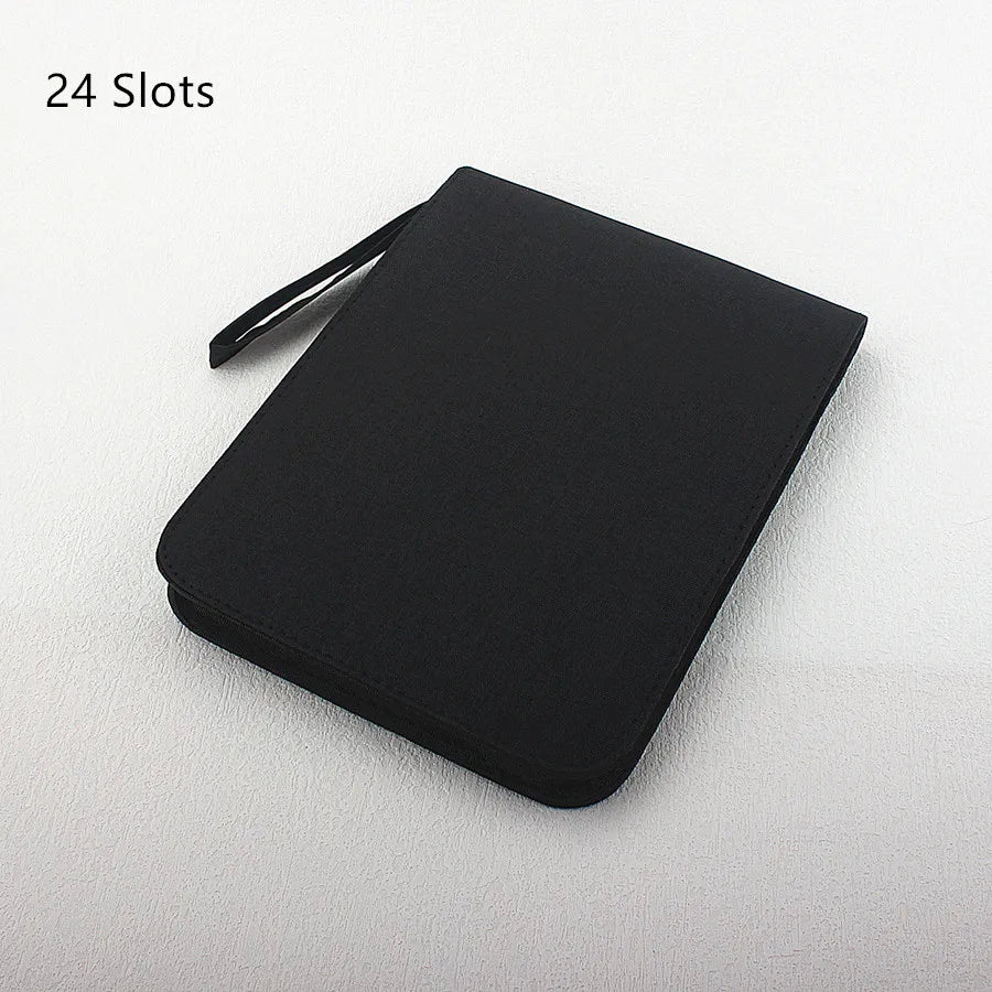 10/24/48 Slots Fountain Pen Case Pencil Case Pouch Bag Canvas Case Black, Gray