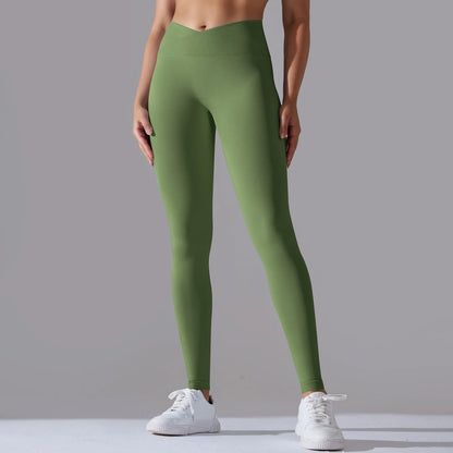 Crossover Waist Women Yoga Leggings Hips Lifting Gym Leggings Seamless Sport Pants High Waist Fitness Leggings Workout Running