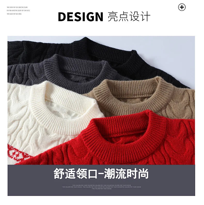 2024 Winter sweater new High End Luxury Cashmere Sweater Men Thick Warm Mens Sweaters With Deer Korean Harajuku Christmas Jumper.