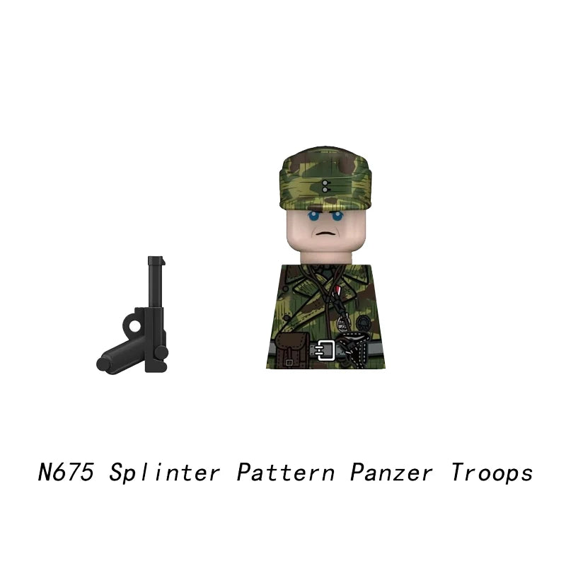 Military WWII Figure Building Blocks Accessories MP40 Rocket Launcher MG42 Officer Army Camouflage Soldier Pzf 98K Toy Gift N029