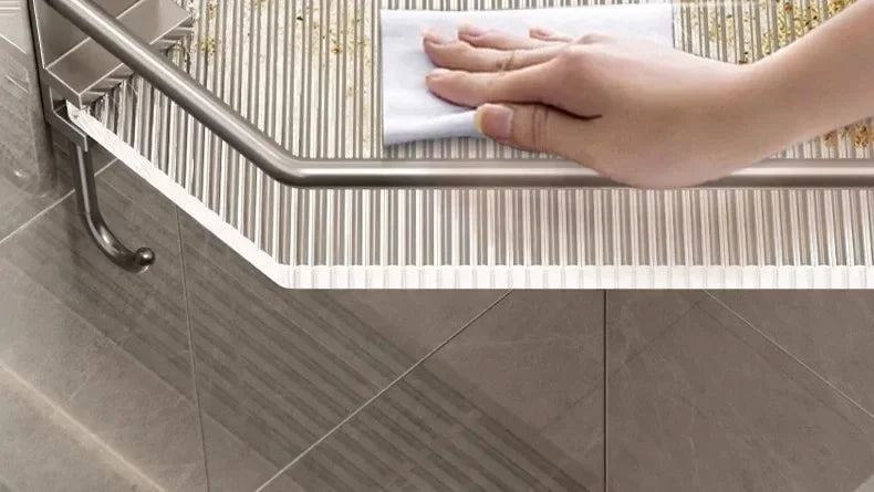 2PCS Badezimmer Acryl Regale Küche Lagerung Organizer Shampoo Regal Dusche Regal Bad Zubehör Kein Bohrer Lagerung Regal