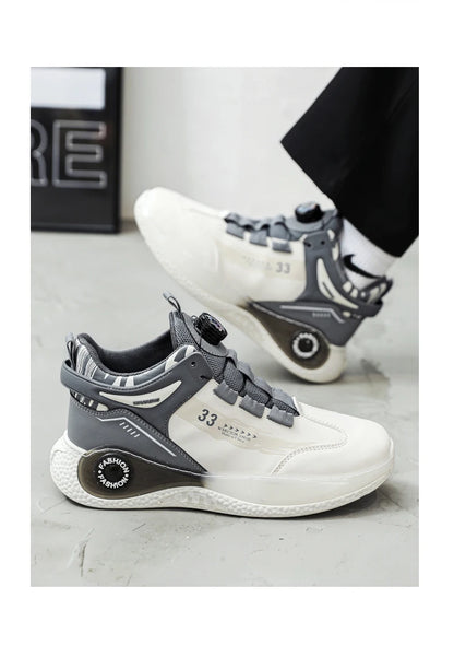 Mens Sneakers with Rotating Buckle Comfy Non Slip Lace up Durable Shoes for Mens Outdoor Activities.