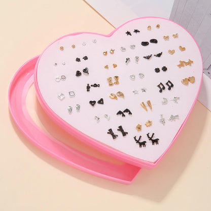 Multicolor 36Pairs Cartoon Hypoallergenic Plastic Stud Earrings Set For Women Girl Cute Animal Flower Ear Wedding Gifts Jewelry