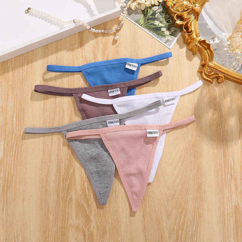 7Pcs/Set Women’s Sexy Panties Seamless Cotton Low Rise Thongs Fashion Solid Color Soft Breathable Underwear Female Cozy G-string.