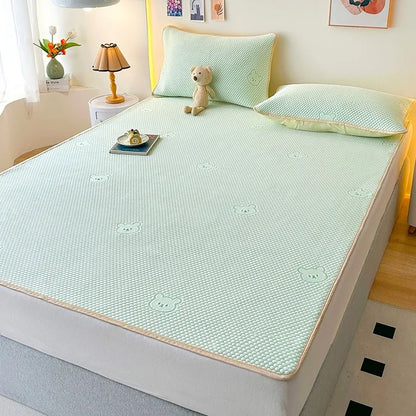 High End Latex Cooling Mattress with Elastic Band Quick-Dry Breathable Summer Bed Mat Machine Washable Foldable Sleeping Pad
