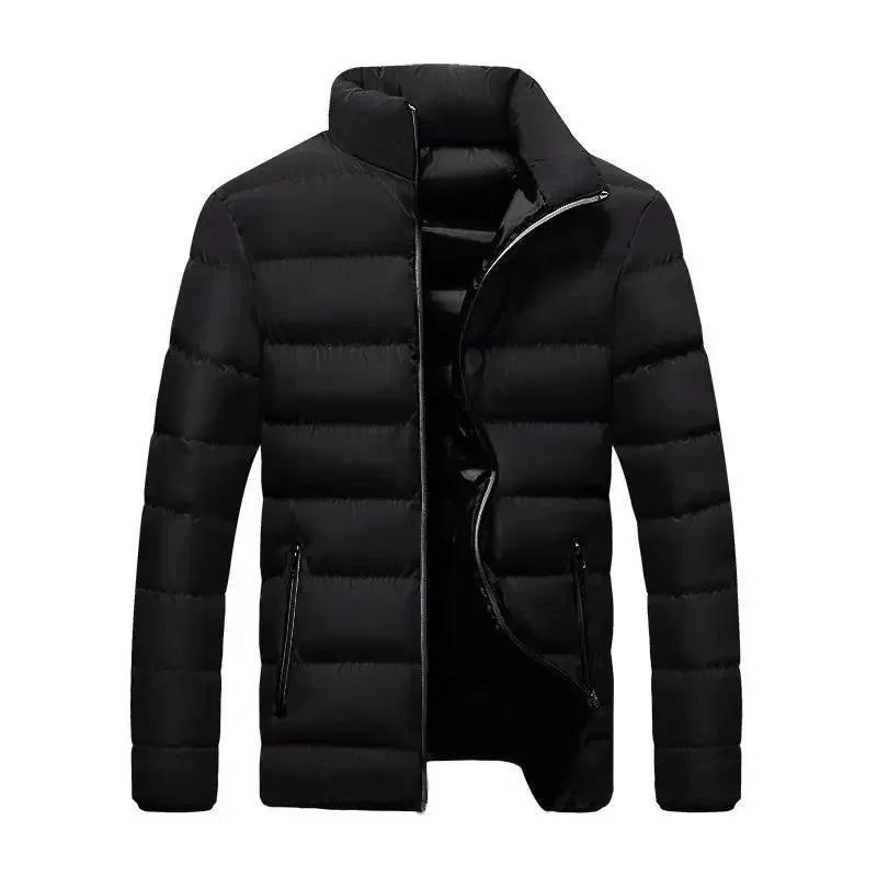 Men's thick cotton sportswear stand collar open collar outdoor casual jacket warm clothing autumn and winter jacket.