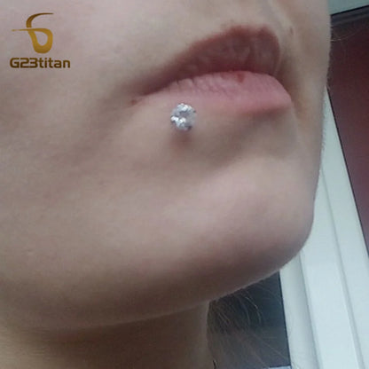 16G 18G Titanium Labret Stud Lip Ring Ear Helix Conch Trage Earring 2-4mm Zircon 0.9mm Internally Threaded Body Piercing Jewelry.