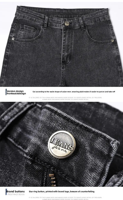 Slim Fit Casual Men's Jeans Youth Straight Leg Regular Business Elastic Long Trousers Autumn New Arrival from Mainland China