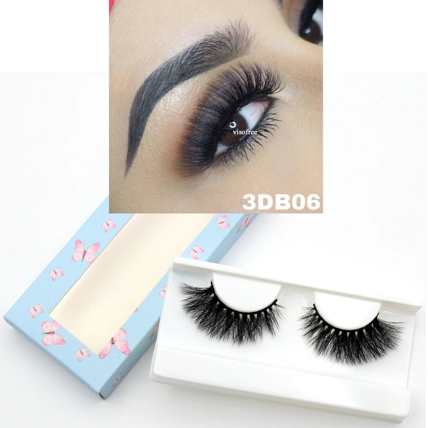Visofree Eyelashes 3D Mink Eyelashes Long Lasting Mink Lashes Natural Dramatic Volume Eyelashes Extension False Eyelashes D08.