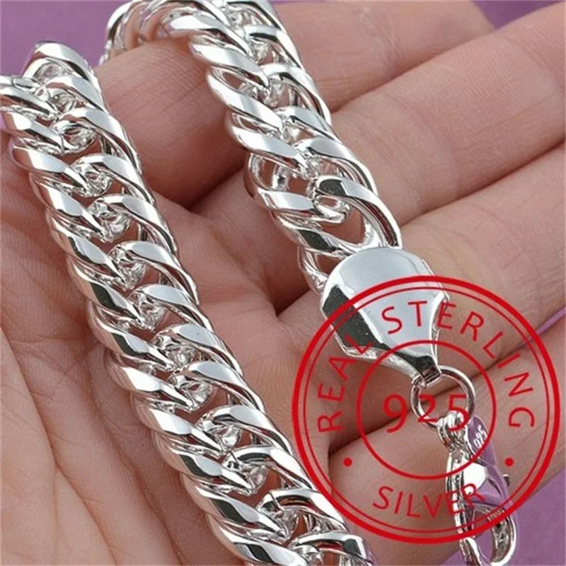 Fine 925 Sterling Silver Noble Nice Chain Solid Bracelet for Women Men Charms Party Gift Wedding Fashion Jewelry Hot Model.