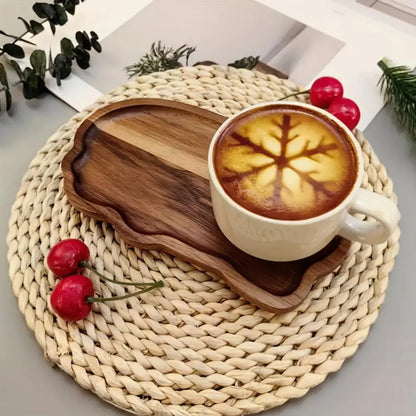 Wooden Tea Tray Cloud Shape Fruit Dessert Candy Plate Retro Tea Coffee Cup Breakfast Plate Decorative Jewelry Cosmetic Organizer.