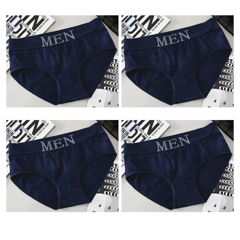 4pcs Mens Sexy Briefs Teenager Sport Underwears Plus Size Fat Men's Underpant Panties Students Breathable Fashion Casual Panties