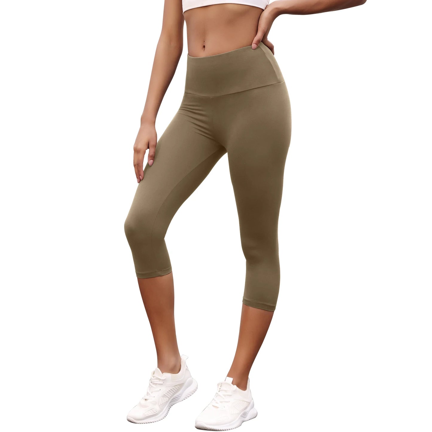 Women's High Waisted Capri Pants Super Soft No See Through Workout Yoga Push Up Gym Fitness Running Athletic Leggings.