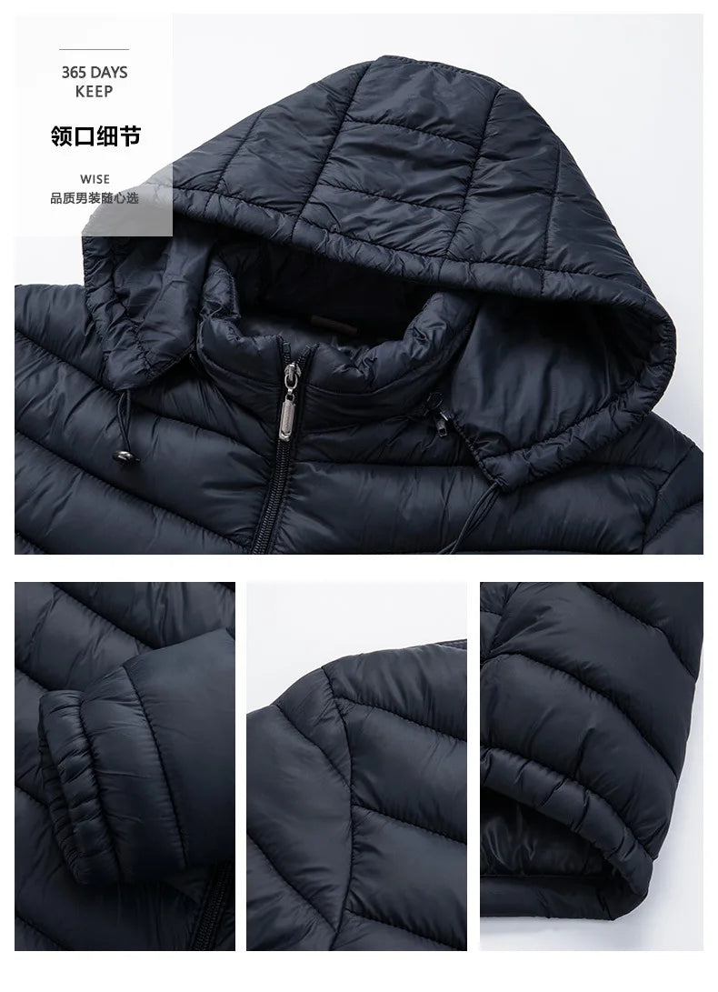 New Autumn Men's Thin Cotton Jacket Ribs Middle-aged and Elderly Hooded Cotton.
