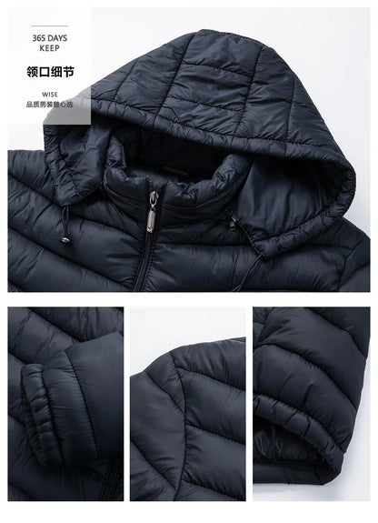 New Autumn Men's Thin Cotton Jacket Ribs Middle-aged and Elderly Hooded Cotton.