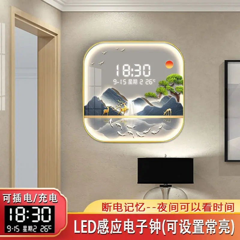 Wanduhr Digital anzeige stille Temperatur Uhr Quadrat Wohnzimmer Home Schlafzimmer Esszimmer Wandmalerei