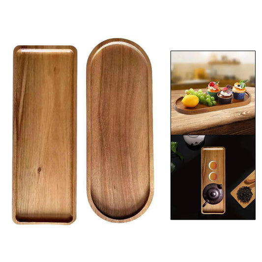 Wooden Plate Wooden Tray,Counter Organizer Modern Appetizers Tray Food Tray Snack Plate for Home Centerpiece Bathroom Kitchen.