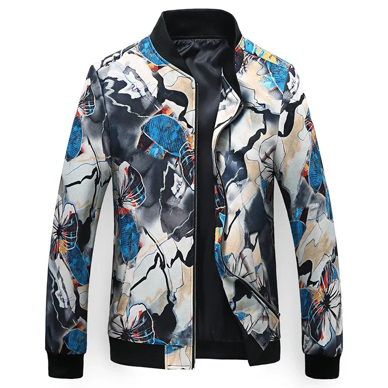 Spring new men's handsome printing men's jacket, fashion casual youth Slim sports jacket, Asian size M-6XL.