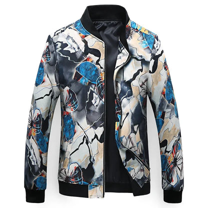 Spring new men's handsome printing men's jacket, fashion casual youth Slim sports jacket, Asian size M-6XL.