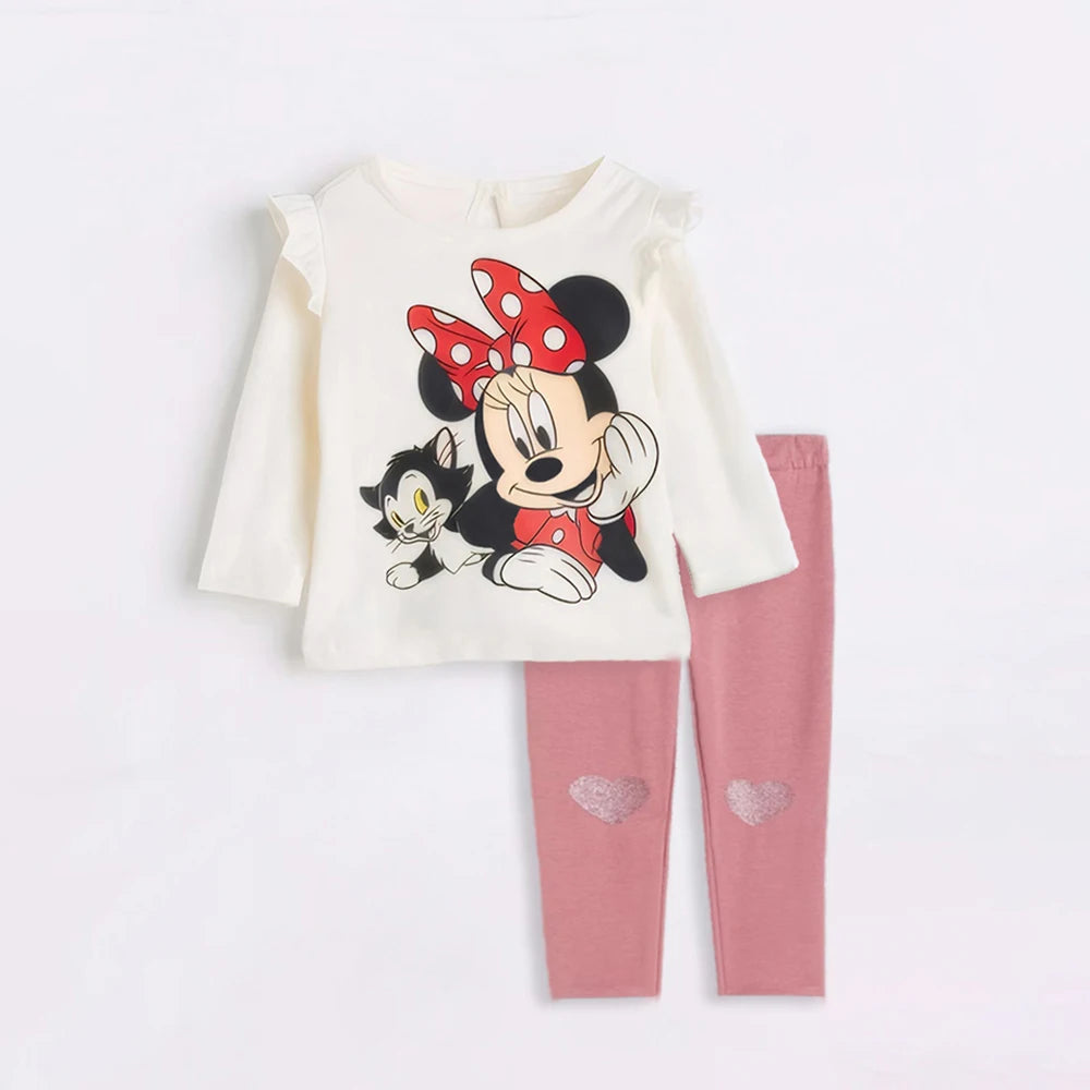2Pcs Baby Girl Clothes Set For 0-4Y Minnie Casual Girls Sweatshirts + Leggings Spring Autumn Toddler Baby Girl Outfits.