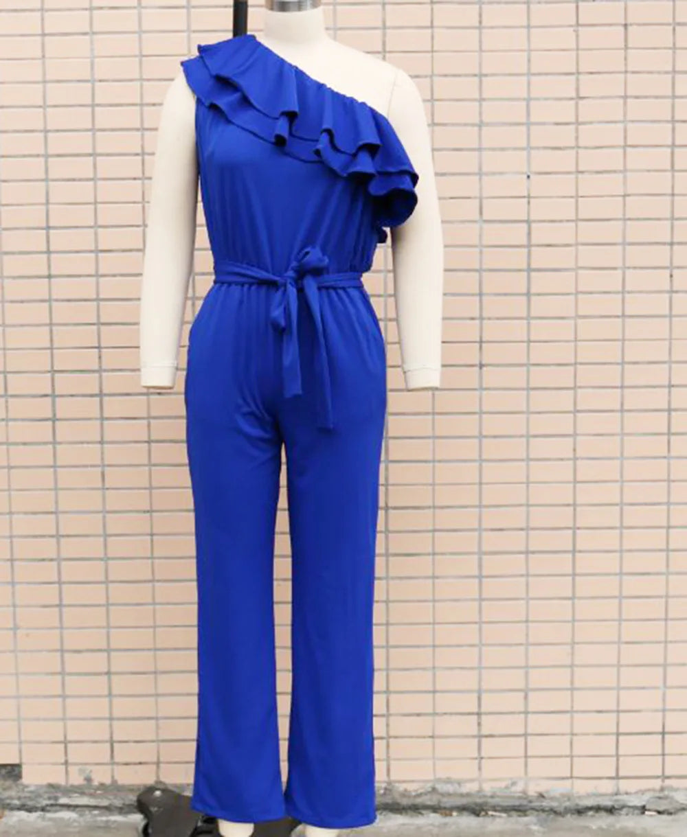 Summer Sexy Strapless Sleeveless Women's Party Jumpsuit Fashion Peplum Slim Fit Lace Up Elegant Female Office Jumpsuit Bottoms