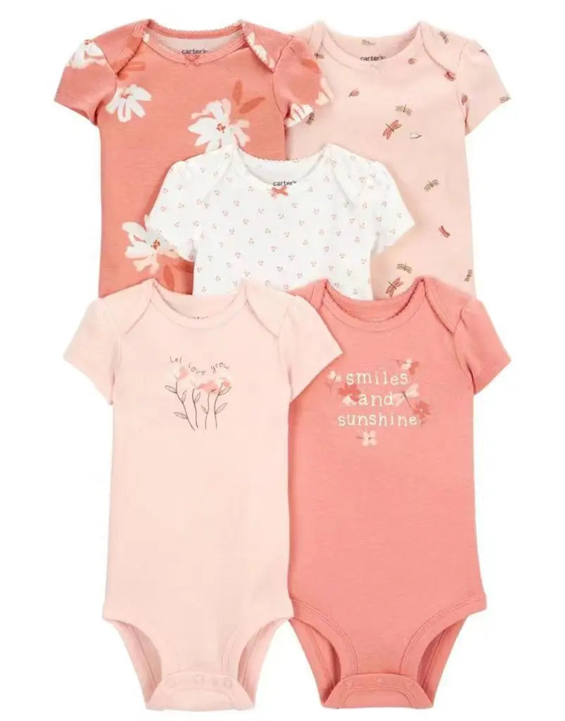 5 teile/satz Baumwolle Weiche Bequeme Baby Bodys Kurzarm Einteiliges für Neugeborene Sommer Bebe Kleidung Baby Dusche Geschenke.