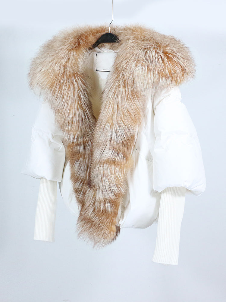 Lose Natürliche Echt Fox Pelz Kragen Mantel Dicke Neue Europäische Mode Weiße Ente Unten Jacke Winter Frauen Warme Luxus Oberbekleidung