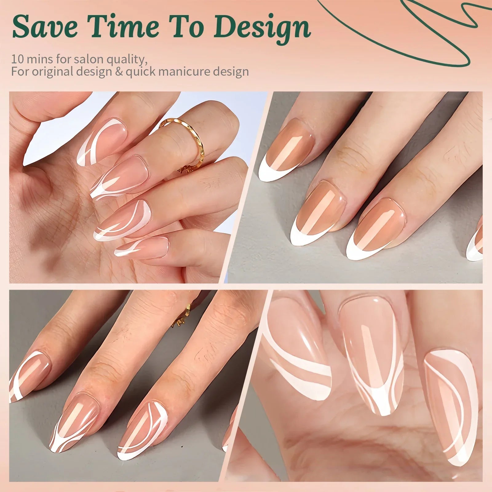 Nailpop 150Pcs French Gel Nail Tips Medium Almond Pre-Colored Press on Nails Skin Tones Soft Gel Nails False Nail Extensions.