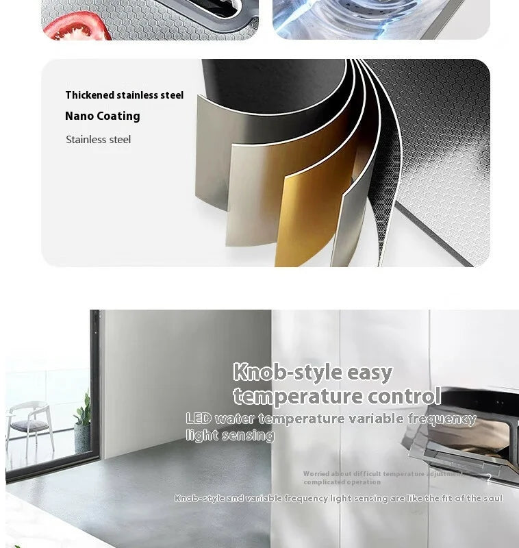 Stainless Steel Kitchen Sink Large Size Single Slot Multifunctional With Trash Can and Drain Rack Household Wash Dish Basin