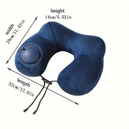 1 press type inflatable pillow U-shaped pillow, foldable U-shaped double hump neck pillow, portable outdoor travel pillow.
