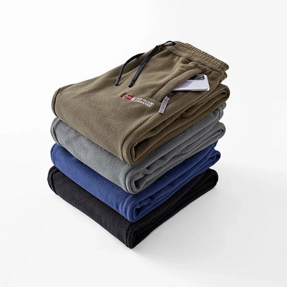 Men's Wool Sweatpants 2024 Winter New Thickened Double-Sided Fleece Casual Trousers Jogger Men's Outdoor Down Cotton Warm Pants.